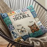 Personalised Double Trouble Lovely Cats Throw Pillow Cover Home Decoration Gift for Cat Dad Cat Mom Cat Lover