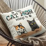Gepersonaliseerd This Cat Mom Belongs to Werpkussenhoes Cadeau voor Kattenliefhebbers Eigenaar