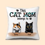 Gepersonaliseerd This Cat Mom Belongs to Werpkussenhoes Cadeau voor Kattenliefhebbers Eigenaar