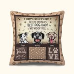 Taie de Coussin Personnalisée avec Dessin Chien Style Happy Father's Day To Best Dog Dad Cadeau Fête des Pères pour Amoureux d'Animal de Compagnie