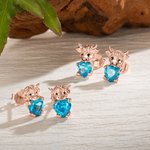 Personalizado lindo Highland Vaca Pendientes de plata esterlina con el corazón de piedra de cumpleaños Joyería delicada cumpleaños Día de San Valentín de regalo para las mujeres niñas