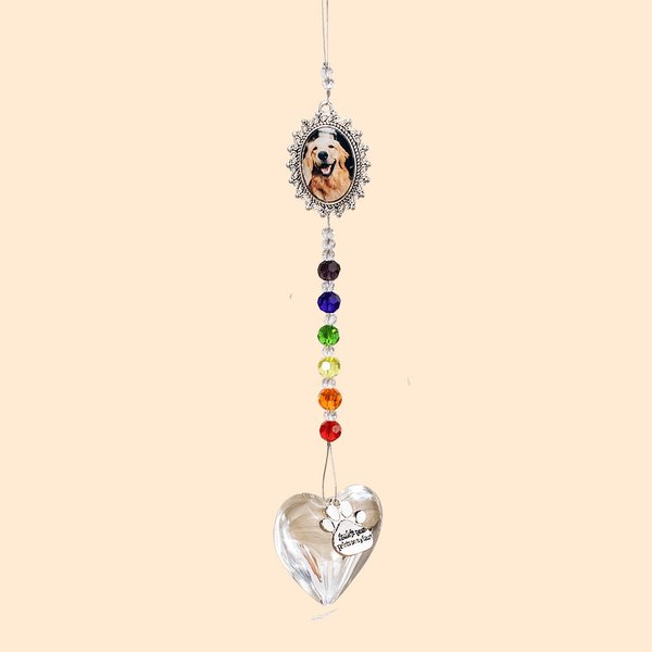 Personalizado You Left Paw Print on My Heart Atrapasol con forma de corazón y pata Rainbow Bridge Pet Loss Gift