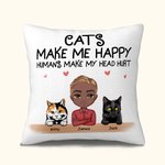 Los gatos me hacen feliz Los humanos me hacen doler la cabeza Funda de cojín para sala de estar Día del padre Cumpleaños