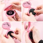 Set personnalisé de 2 brosses à cheveux de voyage rondes et pliantes avec miroir Brosse à cheveux de poche Mini peigne à cheveux pour femmes Facile à 