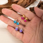 Personalizado lindo Highland Vaca Pendientes de plata esterlina con el corazón de piedra de cumpleaños Joyería delicada cumpleaños Día de San Valentín de regalo para las mujeres niñas