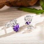 Personalizado lindo Highland Vaca Pendientes de plata esterlina con el corazón de piedra de cumpleaños Joyería delicada cumpleaños Día de San Valentín de regalo para las mujeres niñas