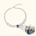 Bracelet personnalisé de projection de photos de coeurs avec texte d'amour en 100 langues Bijoux en zircon Cadeau d'anniversaire de Saint-Valentin pou