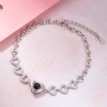 Bracelet personnalisé de projection de photos de coeurs avec texte d'amour en 100 langues Bijoux en zircon Cadeau d'anniversaire de Saint-Valentin pou
