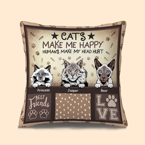 Henkilökohtainen Cat Lover heittää tyynyn kansi Kissa tekee minut onnelliseksi Ihmiset tekevät pääni kipeäksi Lahja Cat Lover Pet Lover Sohva Home Decor