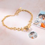 Bracelet personnalisé de projection de photos de coeurs avec texte d'amour en 100 langues Bijoux en zircon Cadeau d'anniversaire de Saint-Valentin pou