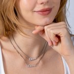 Collier Double Chaînes Personnalisé avec Prénoms en Plaque Bijou en Acier Inoxydable pour Femme