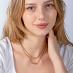 Collier Double Chaînes Personnalisé avec Prénoms en Plaque Bijou en Acier Inoxydable pour Femme