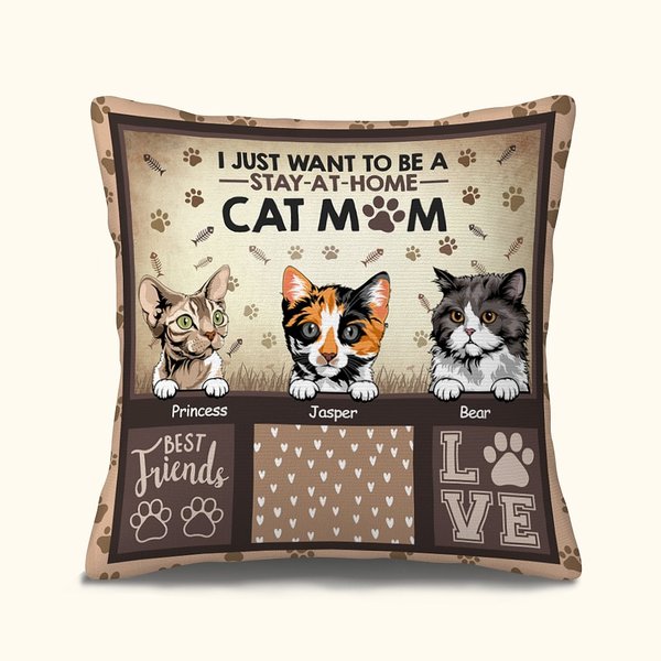 Personalized I Just Want To Be A Stay At Home Cat Mom Cat Dad  Throw Pillow Cover Birthday Gift