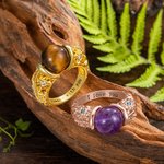 Bague Personnalisée avec Cristal de Jade et Pierre de Naissance Accessoire Outil Massage Yoga Méditation Relaxation Cadeau pour Ami