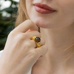 Bague Personnalisée avec Cristal de Jade et Pierre de Naissance Accessoire Outil Massage Yoga Méditation Relaxation Cadeau pour Ami