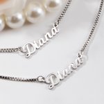 Collier Double Chaînes Personnalisé avec Prénoms en Plaque Bijou en Acier Inoxydable pour Femme