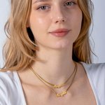 Collier Double Chaînes Personnalisé avec Prénoms en Plaque Bijou en Acier Inoxydable pour Femme