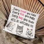 Gepersonaliseerde Cat Pet I'll be Watching You Furry Cat Kussenhoes voor Katteneigenaar voor de Woonkamer