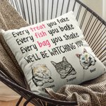 Gepersonaliseerde Cat Pet I'll be Watching You Furry Cat Kussenhoes voor Katteneigenaar voor de Woonkamer