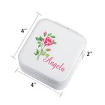 Personalized Watercolour Birth Flower Travel Jewellery Box Portable Jewellery Case with Name Birthday Bridesmaid Gift for Girls Women