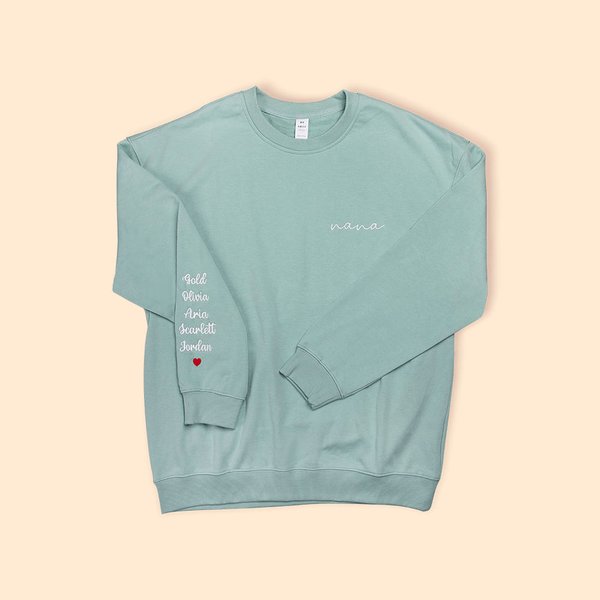 Personlig Bomullspappa Mamma Pappa Nana Pullover Crewneck Mjuk Sweatshirt med broderade barnnamn Unisex
