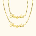 Collier Double Chaînes Personnalisé avec Prénoms en Plaque Bijou en Acier Inoxydable pour Femme