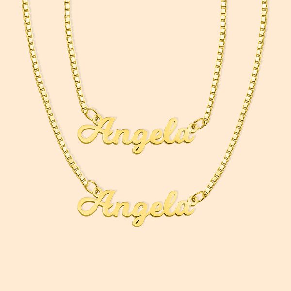 Collar Personalizado Dos Cadenas Collar con Nombre Doble Collar con Nombre Doble Cadena con Caja Collar Minimalista en Capas