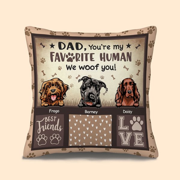 Personlig pappa Du är min favoritmänniska Jag Woof You Kasta kuddeöverdrag Present för hundälskare Fars dag present