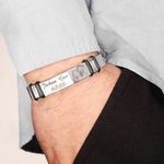 Bracelet Personnalisé avec Photo Gravée Bracelet d'Identification Réglable Cadeau Fête des Pères pour Père Grand-Père Mari