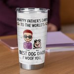 Bicchiere personalizzato Best Dog Dad I Woof You da 20 oz per bevande calde e fredde per la festa del papà.