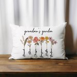 Personalized Birth Month Flower Pillow Cover with Name Garden Theme Home Decoration Mother's Day Family Gift for Mom Grandma