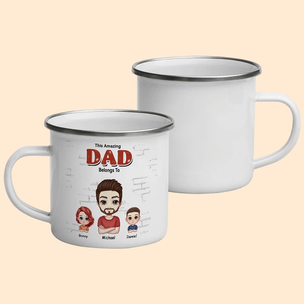 Gepersonaliseerde The Amazing Dad Belongs to Emaille Mok voor Papa Opa Schoonvader Echtgenoot Vaderdag Verjaardagscadeau