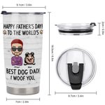 Bicchiere personalizzato Best Dog Dad I Woof You da 20 oz per bevande calde e fredde per la festa del papà.