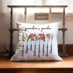 Personalized Birth Month Flower Pillow Cover with Name Garden Theme Home Decoration Mother's Day Family Gift for Mom Grandma