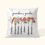 Personalized Birth Month Flower Pillow Cover with Name Garden Theme Home Decoration Mother's Day Family Gift for Mom Grandma