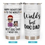 Bicchiere personalizzato Best Dog Dad I Woof You da 20 oz per bevande calde e fredde per la festa del papà.