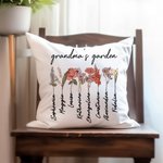 Personalized Birth Month Flower Pillow Cover with Name Garden Theme Home Decoration Mother's Day Family Gift for Mom Grandma