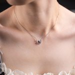 Personalised Micro-carved Projection Picture Horseshoe Diamond Sterling Silver Necklace Gift for Woman Birthday Anniversary