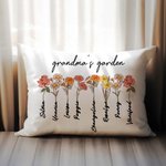 Personalized Birth Month Flower Pillow Cover with Name Garden Theme Home Decoration Mother's Day Family Gift for Mom Grandma