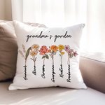 Personalized Birth Month Flower Pillow Cover with Name Garden Theme Home Decoration Mother's Day Family Gift for Mom Grandma