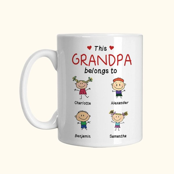 Personalized This Grandpa Grandma Mom Dad Belongs To Me Ceramic Mug  Gift for Family Member Office and Home Use