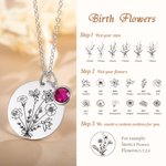 Collana con bouquet di fiori di nascita inciso e personalizzato con pietra di nascita Regalo di compleanno per la festa della mamma per le donne
