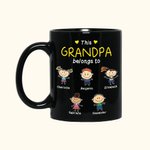 Personalised Family Portrait Lovely Grandpa Grandma Mom Dad Belongs To Me Black Ceramic Mug  with C-type Handle