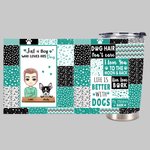 Spersonalizowany kubek termoizolacyjny ze stali nierdzewnej Just a Boy Who Loves His Dog 20oz z pokrywką do zimnych i gorących napojów, prezent dla miłośników psów