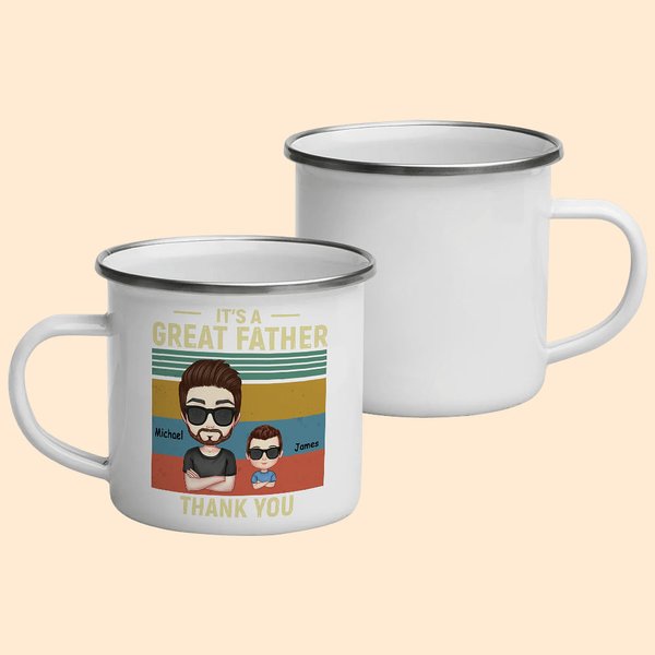 Taza esmaltada personalizada It's A Great Farther Thank You Regalos de Papá de Hija Hijo para el Día de Acción de Gracias Regalo del Día del Padre