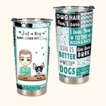Spersonalizowany kubek termoizolacyjny ze stali nierdzewnej Just a Boy Who Loves His Dog 20oz z pokrywką do zimnych i gorących napojów, prezent dla miłośników psów