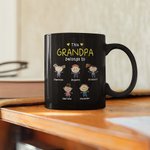Personalised Family Portrait Lovely Grandpa Grandma Mom Dad Belongs To Me Black Ceramic Mug  with C-type Handle