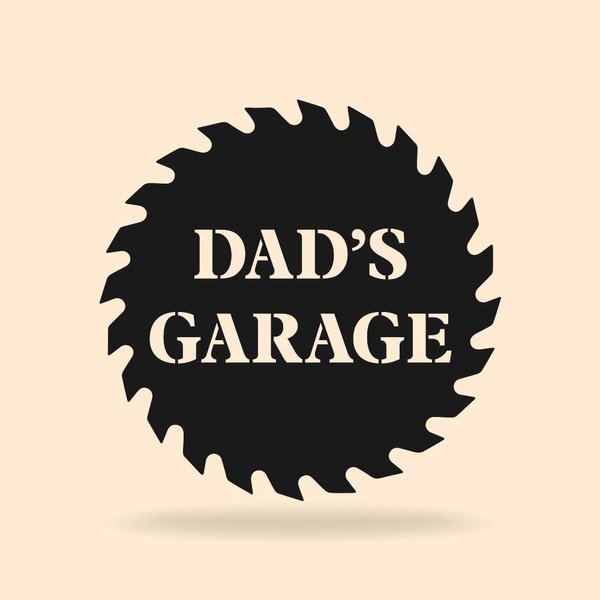 Personalisierte Dad's Garage Sägeblatt Metallschild für Home Dekoration Laserschneiden Vatertag Geschenk