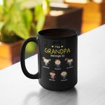Personalised Family Portrait Lovely Grandpa Grandma Mom Dad Belongs To Me Black Ceramic Mug  with C-type Handle