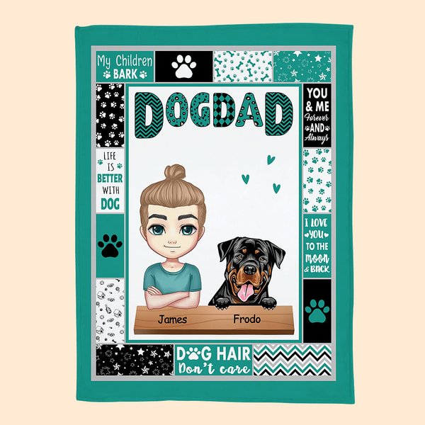 Personalized Life Is Better With Dog You and Me Forever and Always Dog Dad Flannel Blanket for Father's Day Dog Lovers Gift